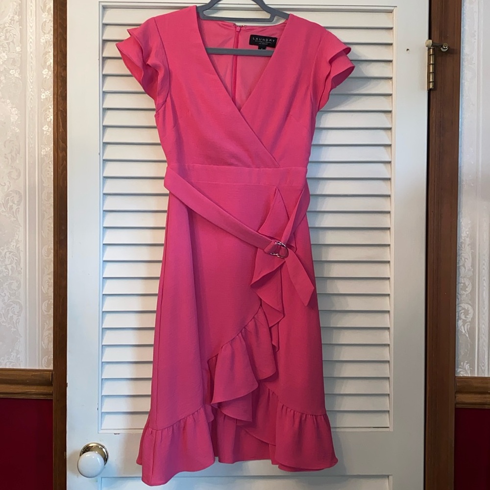 Laundry Pink Short sleeve ruffle belted Dress 0